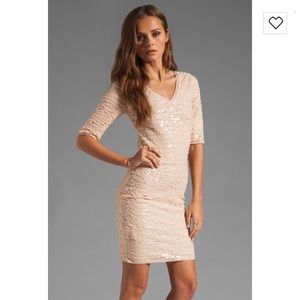 BCBGMaxazria Blush Sequined Mini Dress